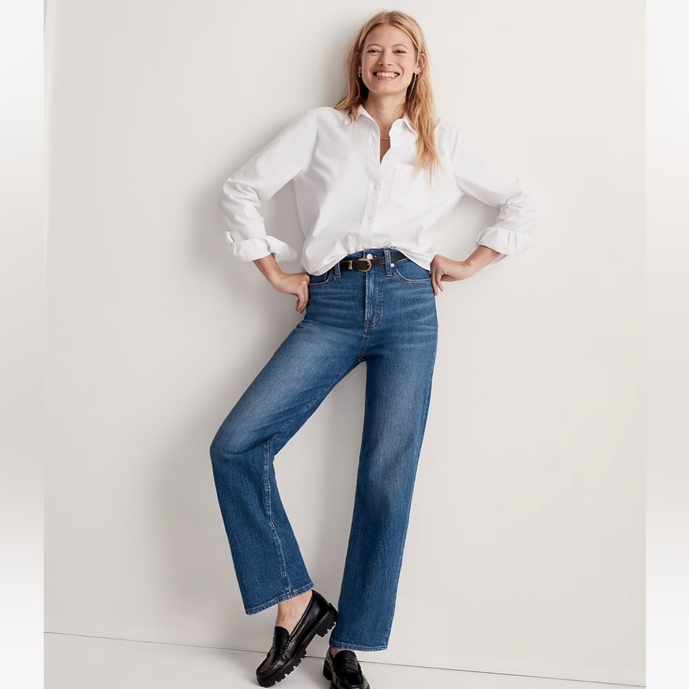 Madewell The Perfect Vintage Wide-Leg Jean in Leifland Wash sz 32 NH653